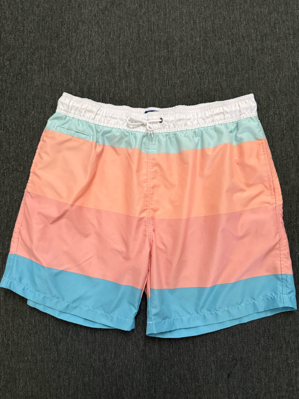 Men's Charleston Threads  Colorblock Coral & Aqua Swim Trunks XXL